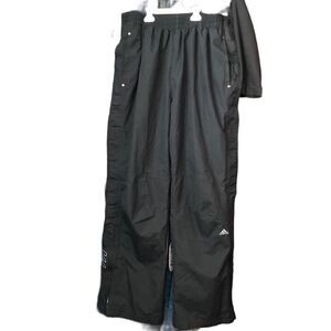 VTG Adidas Track Pants Mens L Trefoil Black Soccer Snap Button Ripstop Sport